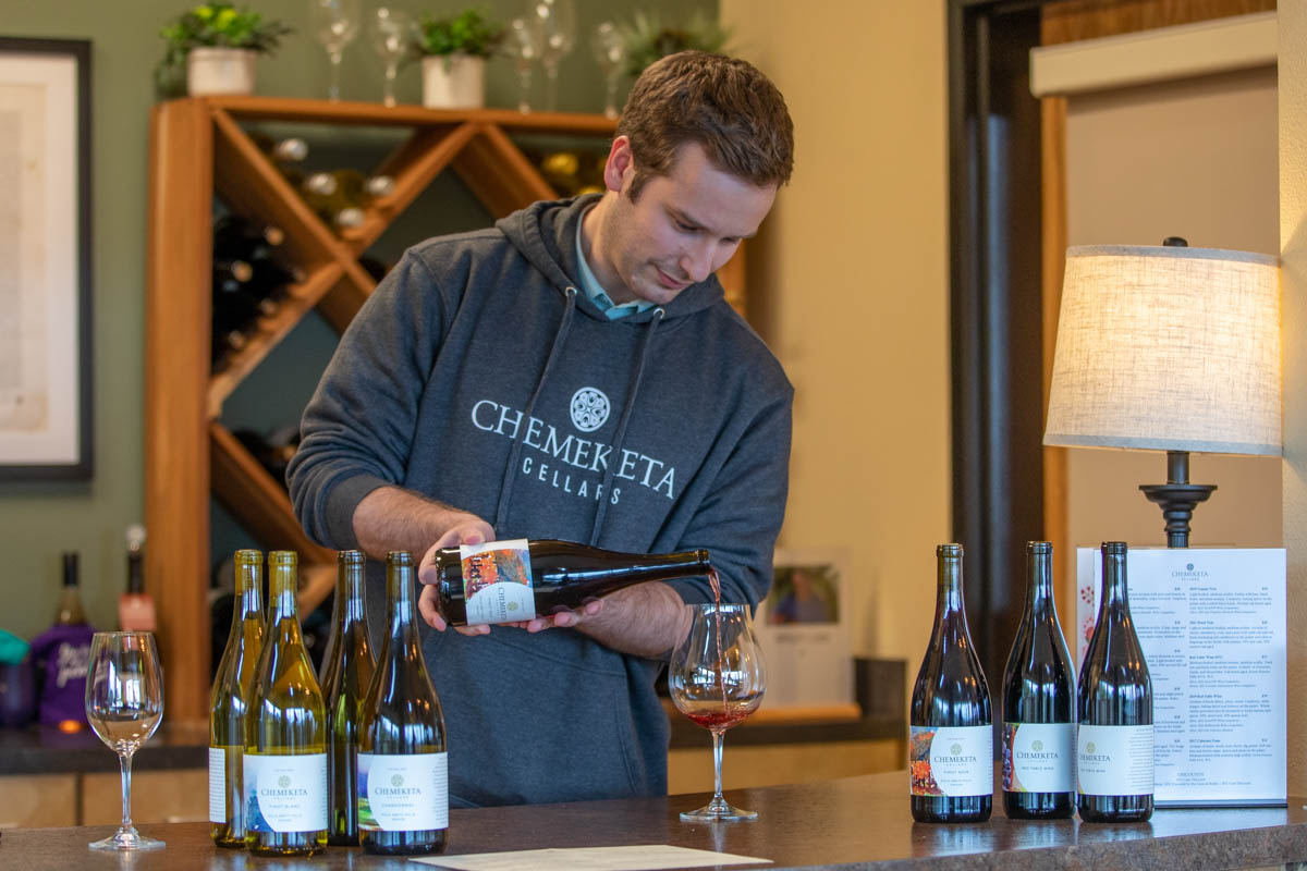 Man pouring wine